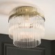 Endon-119492 - Marietta - Antique Brass Semi Flush with Clear Glass Rods