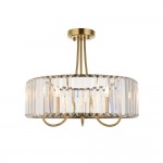 Visconti - Antique Brass 3 Light Semi Flush with Crystal