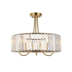 Visconti - Antique Brass 3 Light Semi Flush with Crystal