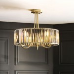 Visconti - Antique Brass 3 Light Semi Flush with Crystal