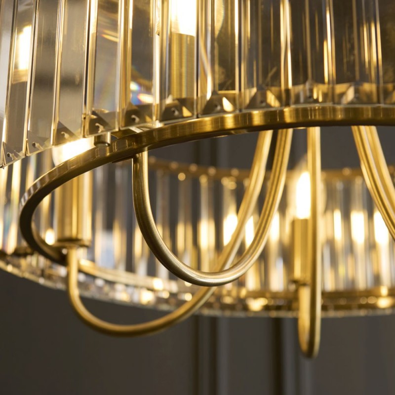 Endon-119610 - Visconti - Antique Brass 5 Light Centre Fitting with Crystal