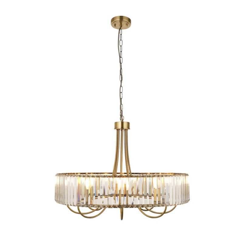 Endon-119611 - Visconti - Antique Brass 8 Light Centre Fitting with Crystal