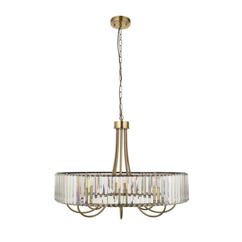 Endon-119611 - Visconti - Antique Brass 8 Light Centre Fitting with Crystal