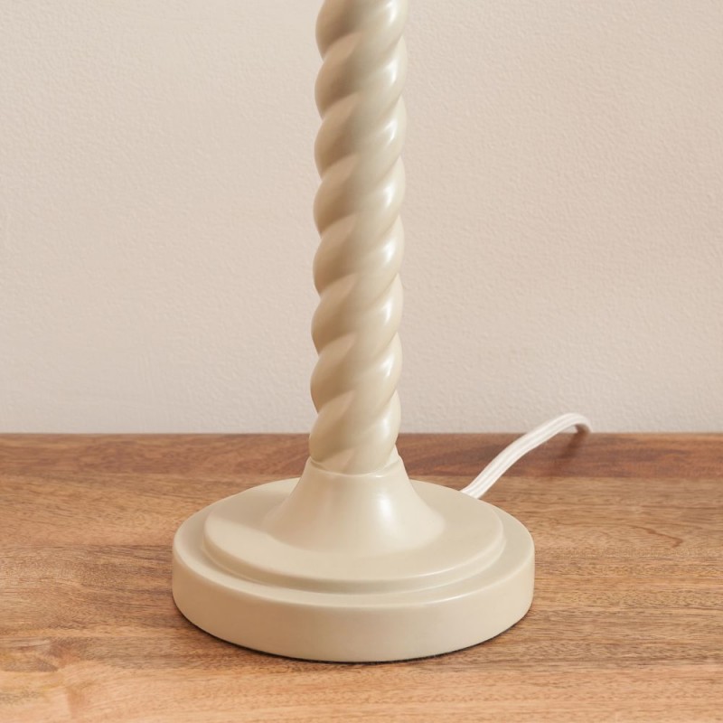 Endon-119919 - Twist - Base Only - Satin Almond White Twisted Table Lamp