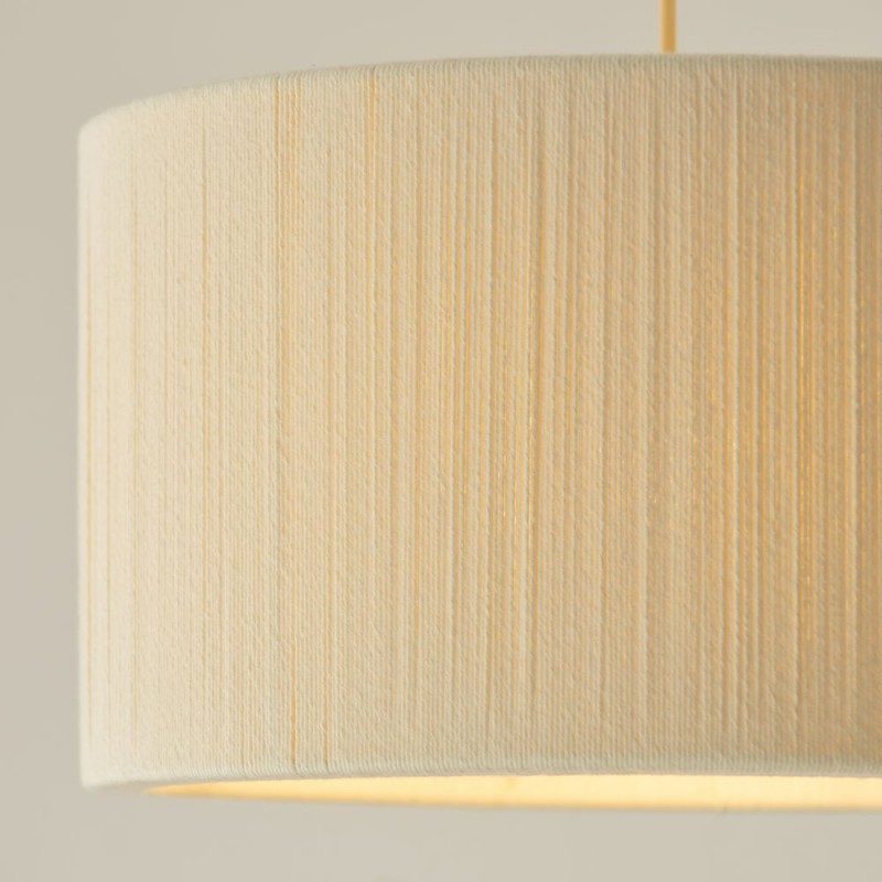Endon-120011 - Noah - Brushed Brass Pendant with Cream Cotton Cord Wrapped Tiered Shade