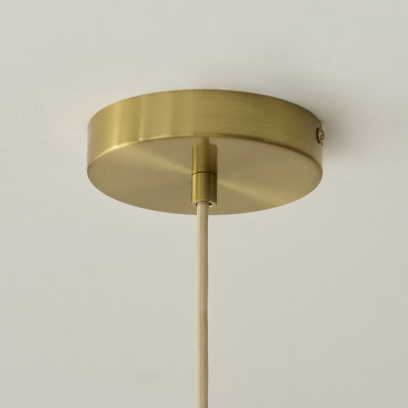 Endon-120011 - Noah - Brushed Brass Pendant with Cream Cotton Cord Wrapped Tiered Shade