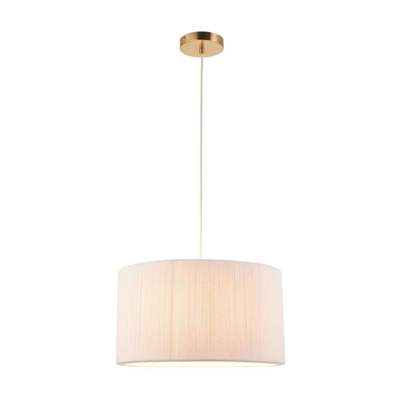 Endon-120011 - Noah - Brushed Brass Pendant with Cream Cotton Cord Wrapped Tiered Shade