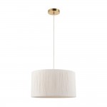Noah - Brushed Brass Pendant with Cream Cotton Cord Wrapped Tiered Shade