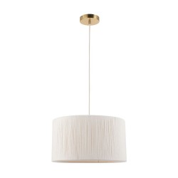 Noah - Brushed Brass Pendant with Cream Cotton Cord Wrapped Tiered Shade