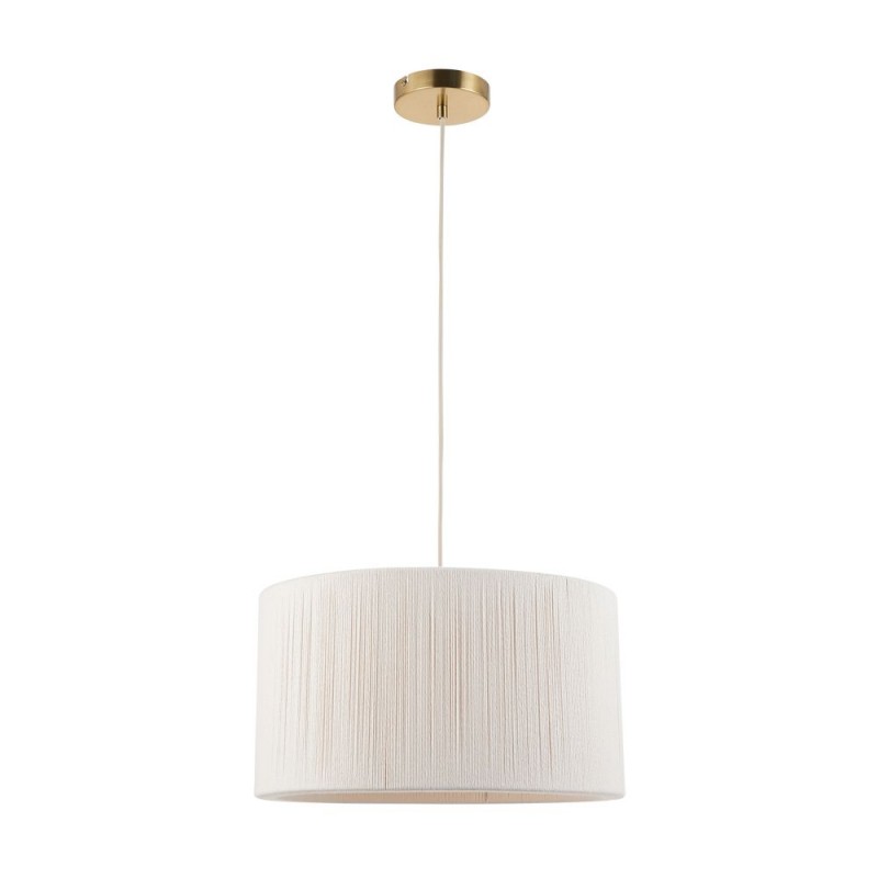 Endon-120011 - Noah - Brushed Brass Pendant with Cream Cotton Cord Wrapped Tiered Shade