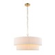 Endon-120013 - Noah - Brushed Brass 5 Light Pendant with Cream Cotton Cord Wrapped Tiered Shade