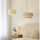 Endon-120013 - Noah - Brushed Brass 5 Light Pendant with Cream Cotton Cord Wrapped Tiered Shade