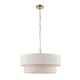 Endon-120013 - Noah - Brushed Brass 5 Light Pendant with Cream Cotton Cord Wrapped Tiered Shade