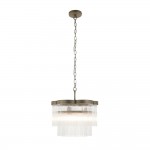 Lucille - Antique Brass 3 Light Centre Fitting with Clear Glass Rods