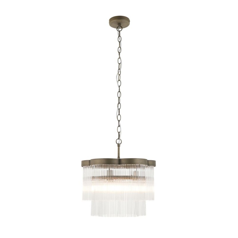 Endon-120024 - Lucille - Antique Brass 3 Light Centre Fitting with Clear Glass Rods