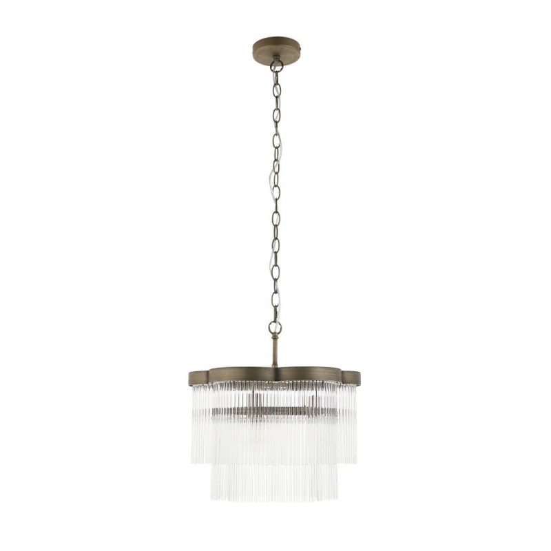 Endon-120024 - Lucille - Antique Brass 3 Light Centre Fitting with Clear Glass Rods