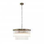 Lucille - Antique Brass 5 Light Centre Fitting with Clear Glass Rods