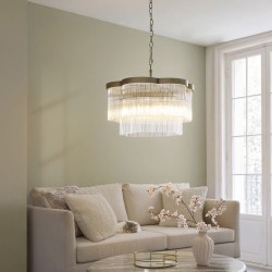 Lucille - Antique Brass 5 Light Centre Fitting with Clear Glass Rods