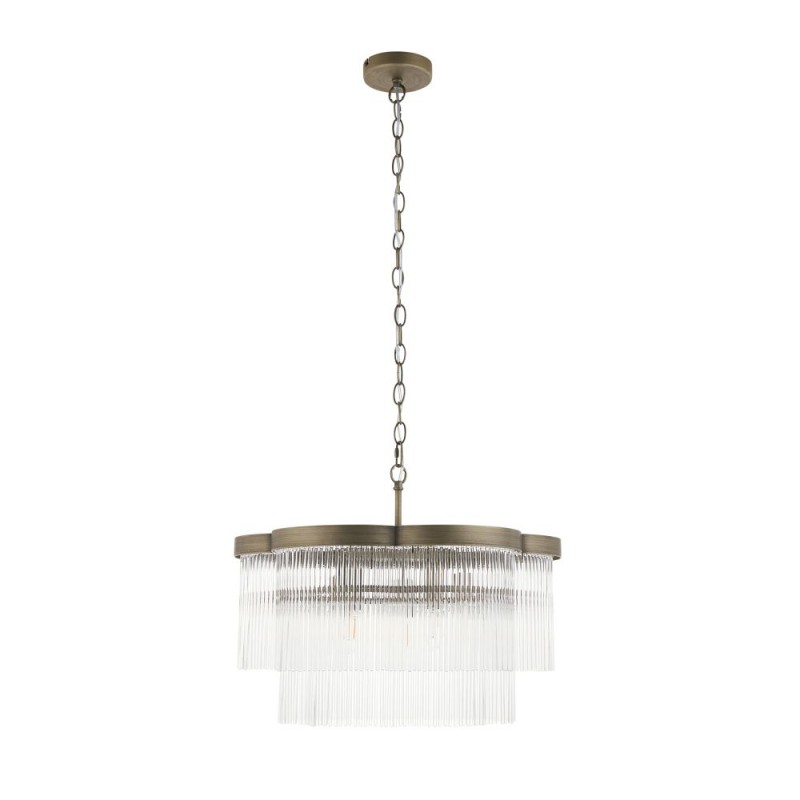 Endon-120025 - Lucille - Antique Brass 5 Light Centre Fitting with Clear Glass Rods