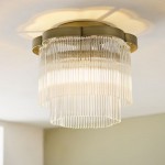 Lucille - Antique Brass 3 Light Semi Flush with Clear Glass Rods