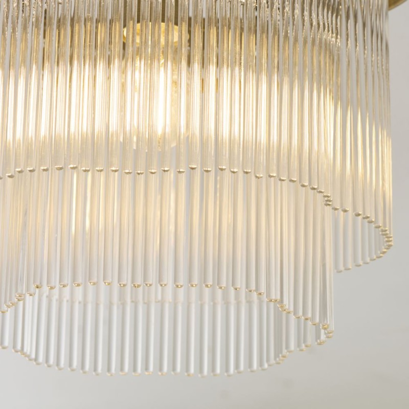 Endon-120065 - Lucille - Antique Brass 3 Light Semi Flush with Clear Glass Rods
