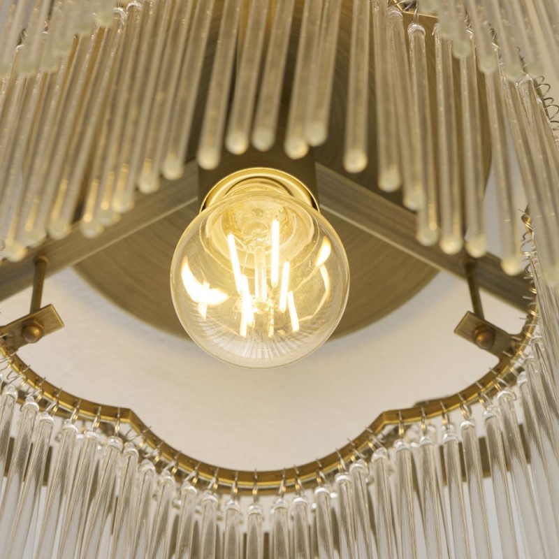 Endon-120065 - Lucille - Antique Brass 3 Light Semi Flush with Clear Glass Rods