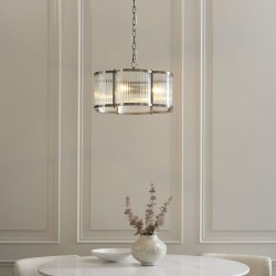 Ridgeton Scallop - Antique Brass 3 Light Pendant with Ribbed Glass