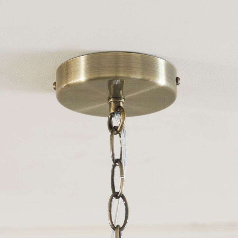 Endon-120090 - Ridgeton Scallop - Antique Brass 3 Light Pendant with Ribbed Glass