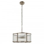 Ridgeton Scallop - Antique Brass 3 Light Pendant with Ribbed Glass