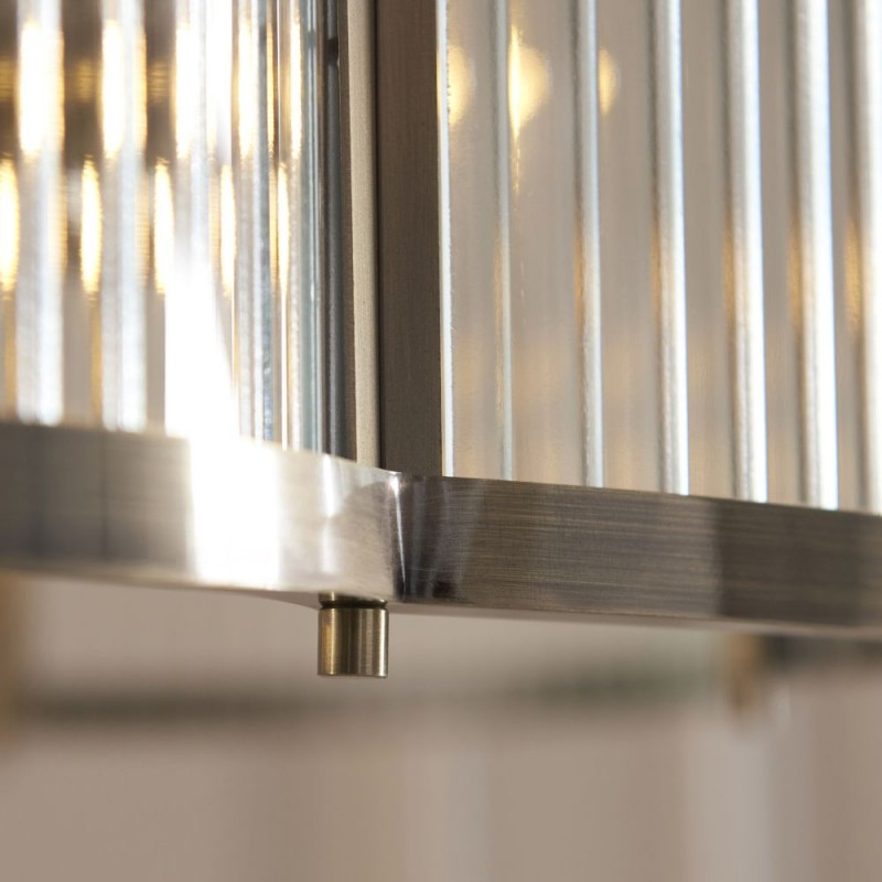 Endon-120091 - Ridgeton Scallop - Antique Brass 5 Light Pendant with Ribbed Glass