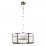 Ridgeton Scallop - Antique Brass 5 Light Pendant with Ribbed Glass