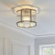 Endon-120092 - Ridgeton Scallop - Antique Brass Flush with Ribbed Glass
