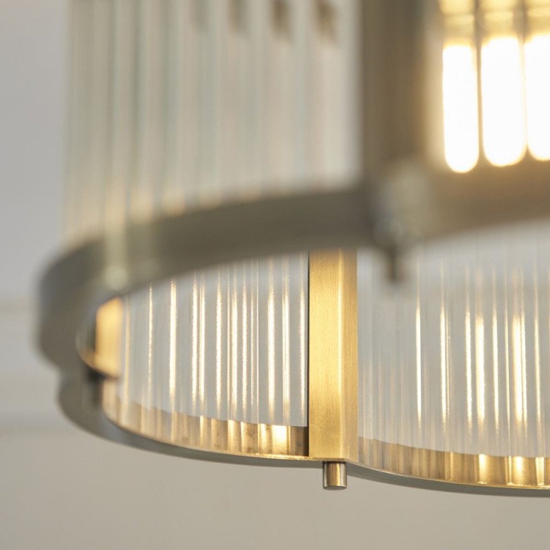 Endon-120092 - Ridgeton Scallop - Antique Brass Flush with Ribbed Glass