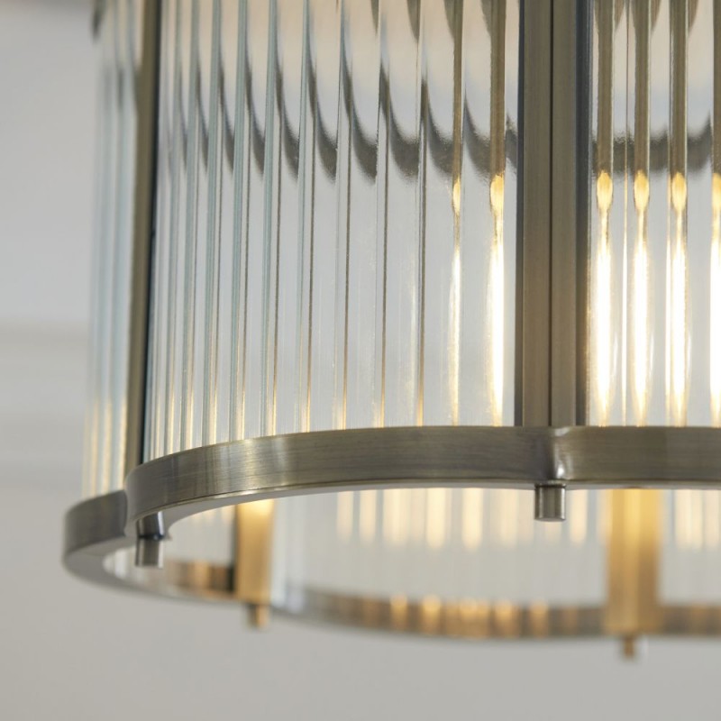 Endon-120092 - Ridgeton Scallop - Antique Brass Flush with Ribbed Glass