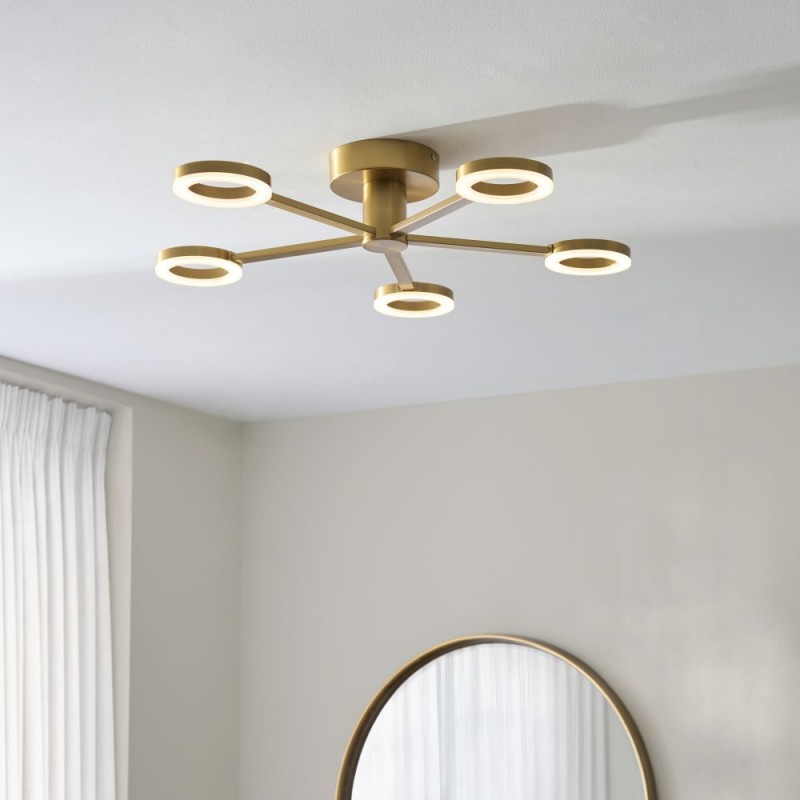 Endon-120104 - Scout - Warm Brass LED Ceiling Lamp with Frosted Diffusers