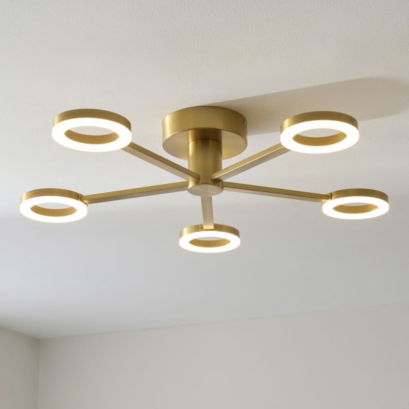Endon-120104 - Scout - Warm Brass LED Ceiling Lamp with Frosted Diffusers