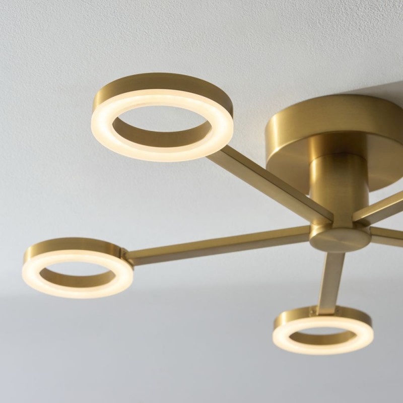 Endon-120104 - Scout - Warm Brass LED Ceiling Lamp with Frosted Diffusers