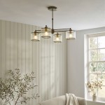 Ridgeton - Antique Brass 4 Light Centre Fitting with Ribbed Glass