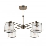 Ridgeton - Antique Brass 4 Light Centre Fitting with Ribbed Glass