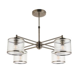 Ridgeton - Antique Brass 4 Light Centre Fitting with Ribbed Glass
