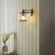 Endon-120144 - Ridgeton - Antique Brass Wall Lamp with Ribbed Glass