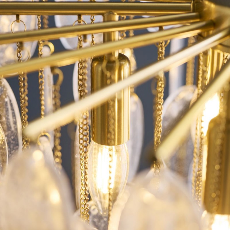 Endon-120226 - Loretta - Brushed Aged Brass 3 Light Centre Fitting with Clear Textured Glass Medallions