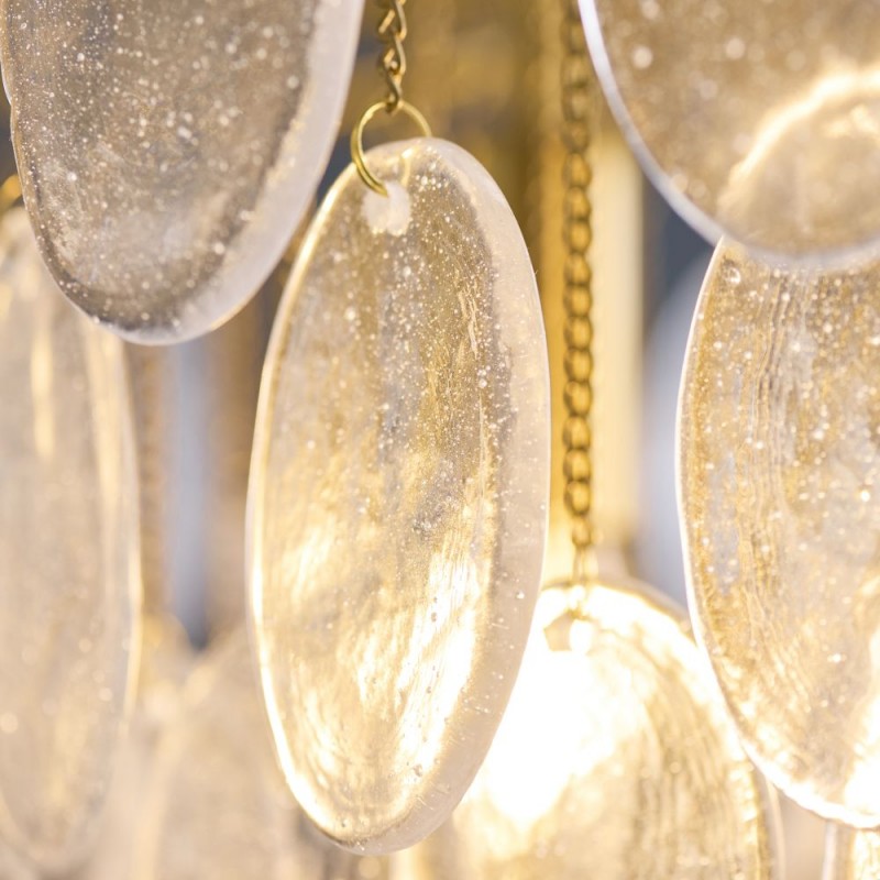 Endon-120226 - Loretta - Brushed Aged Brass 3 Light Centre Fitting with Clear Textured Glass Medallions