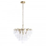 Loretta - Brushed Aged Brass 3 Light Centre Fitting with Clear Textured Glass Medallions