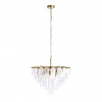 Loretta - Brushed Aged Brass 5 Light Centre Fitting with Clear Textured Glass Medallions