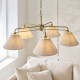 Endon-120304 - Wallbridge - Brushed Aged Brass 5 Light Centre Fitting with Natural Linen Shades