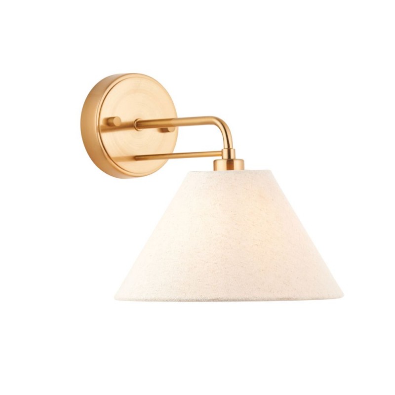 Endon-120306 - Wallbridge - Brushed Aged Brass Wall Lamp with Natural Linen Shade