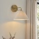 Endon-120306 - Wallbridge - Brushed Aged Brass Wall Lamp with Natural Linen Shade