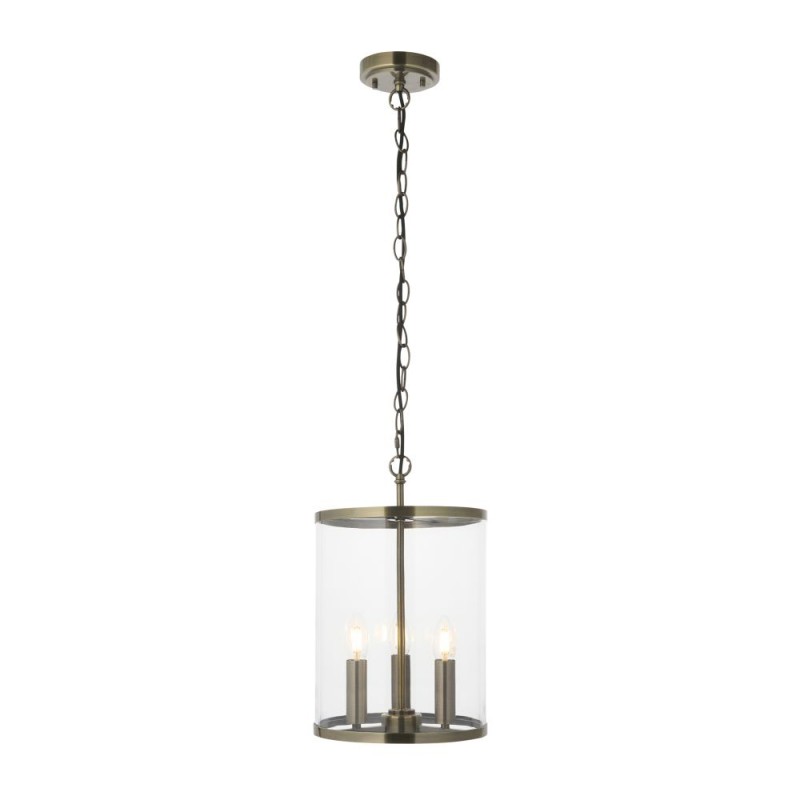 Endon-120523 - Hebden - Antique Brass 3 Light Lantern Pendant