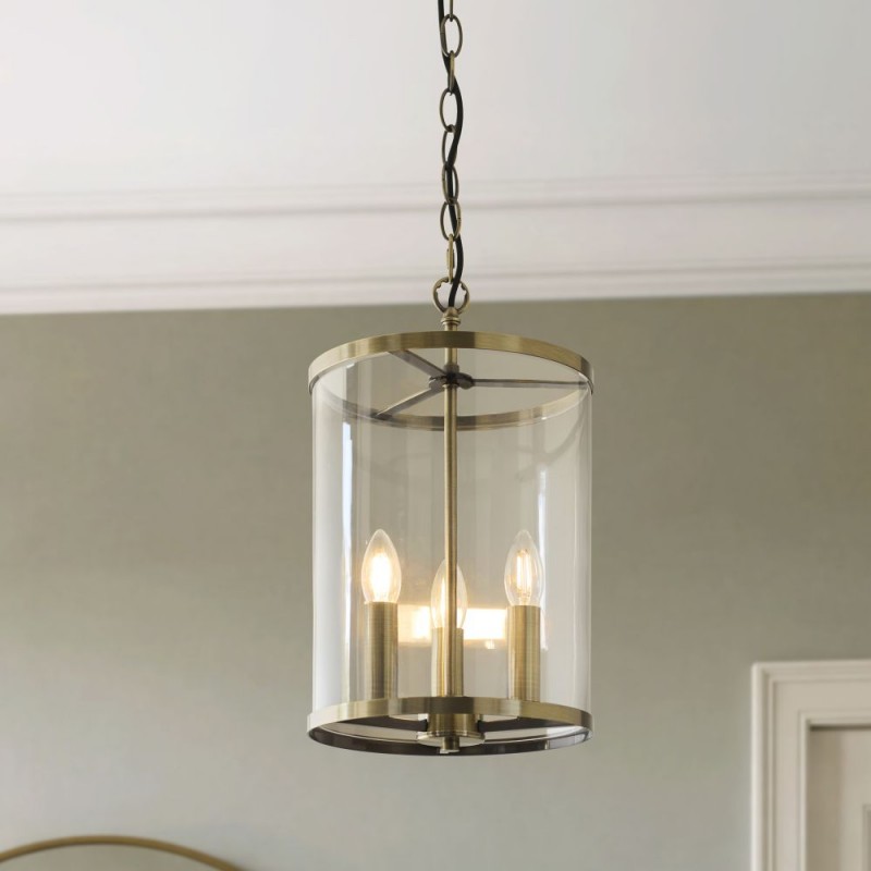Endon-120523 - Hebden - Antique Brass 3 Light Lantern Pendant